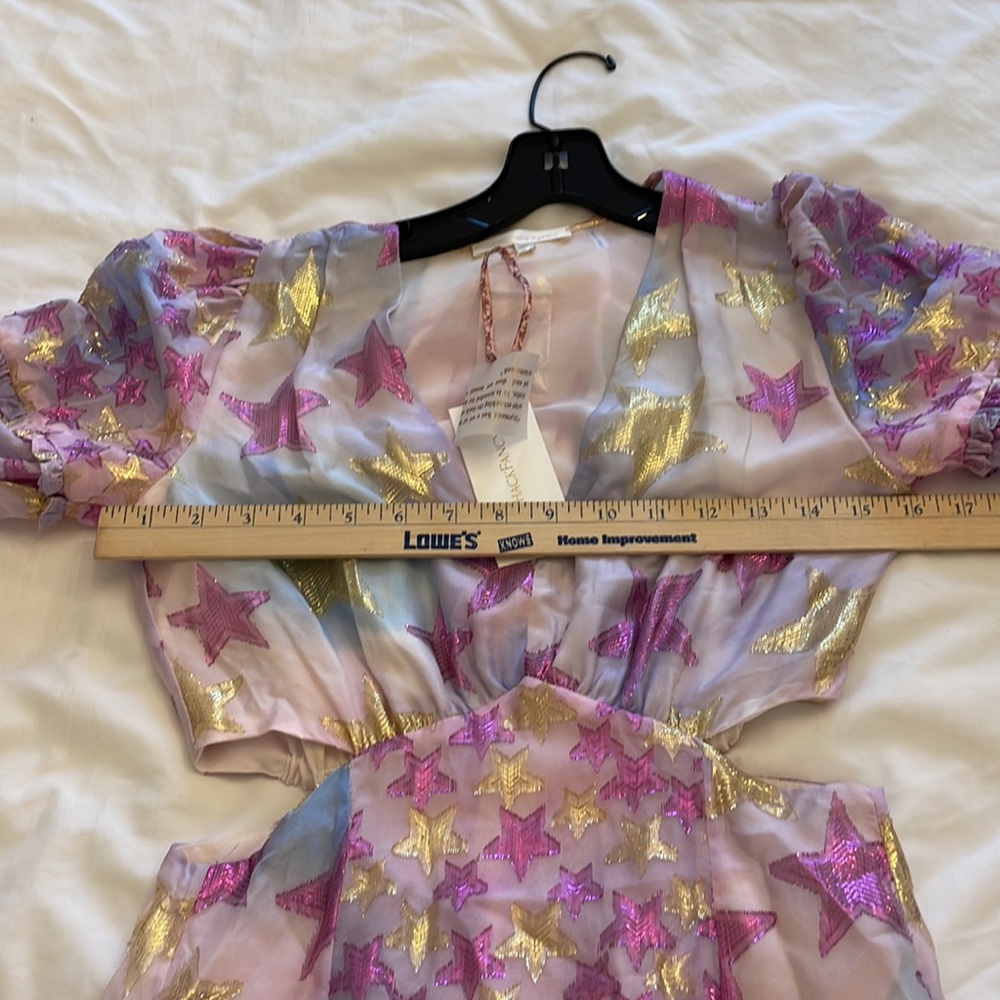 NWT LoveShackFancy Aneesha dress multi-sized lurex star print - Picture 11 of 12